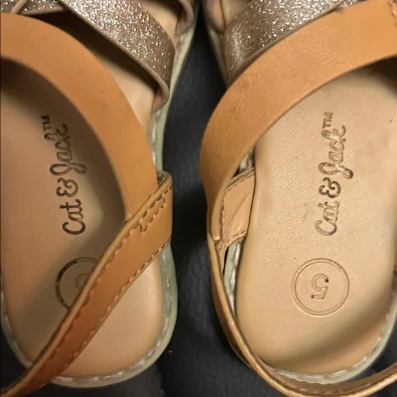 Cat & Jack Glittery Gold and Tan Kids Sandals - Picture 2 of 4